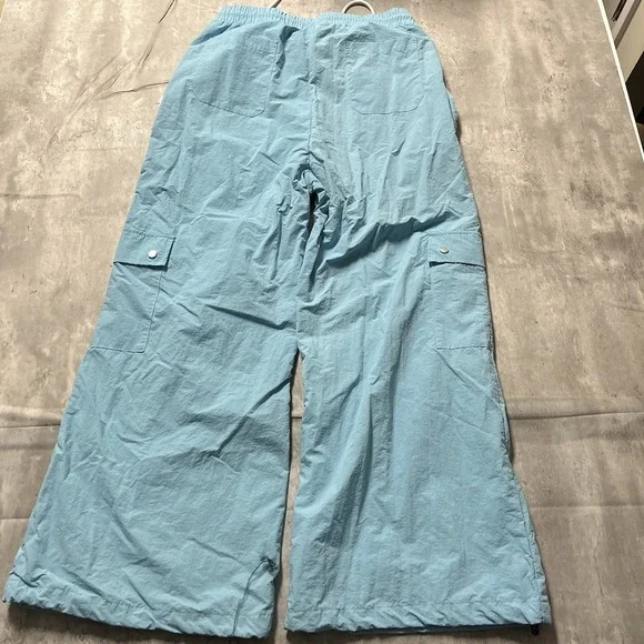 Tulones Mens Track Pants Size Large Baggy Flare Y2K Blue Windbreaker Street - Picture 8 of 10
